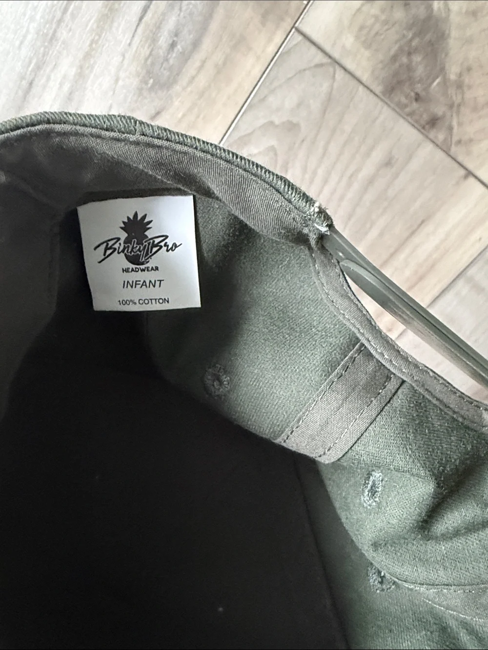 BNKY Olive Green Kids Snapback Hat with Leather Patch